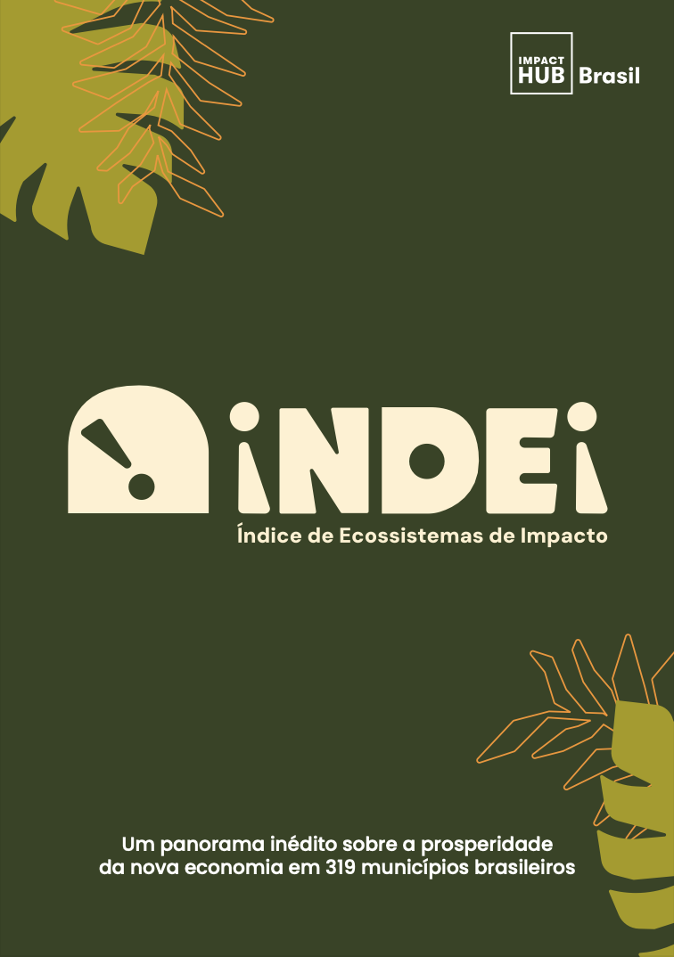 Indei - Ecossistema de Impacto em Minas Gerais - Logo em fundo verde com plantas e flores